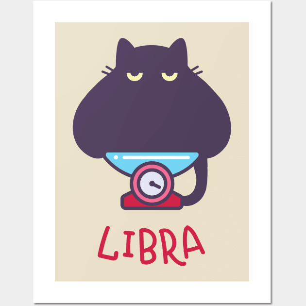 Funny Libra Cat Horoscope Tshirt - Astrology and Zodiac Gift Ideas! Wall Art by BansheeApps